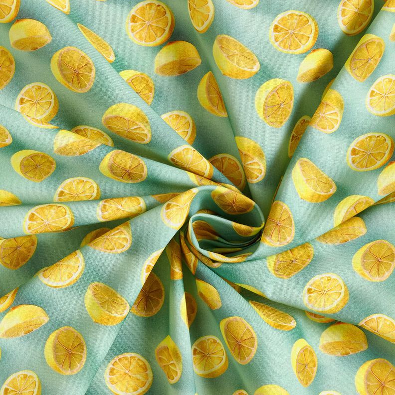 Cotton Poplin fresh lemons – eucalyptus/lemon yellow, image number 3