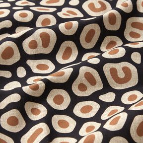 Decor Fabric Half Panama abstract leopard pattern – black/cashew, 