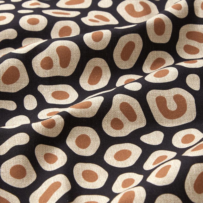 Decor Fabric Half Panama abstract leopard pattern – black/cashew, image number 2