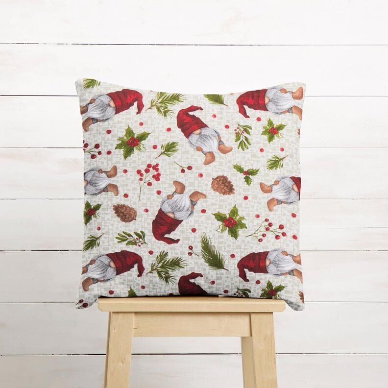 Decor Fabric Canvas Gnome with hat – light beige/dark red,  image number 6