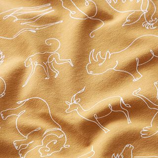 Cotton Jersey Line drawing animals – fawn, 