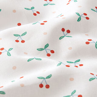 Poplin Cherries and Dots – white, 