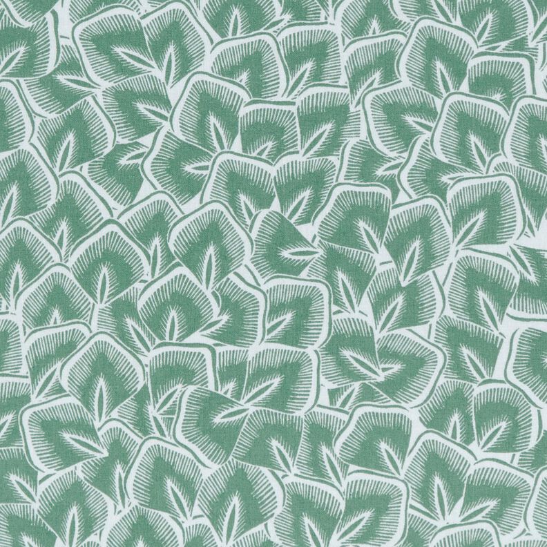 Cotton Cretonne Abstract leaves – sage/ivory,  image number 1