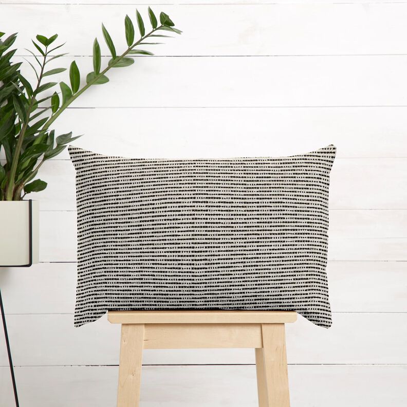 Decor Fabric Jacquard rustic stripes – black/natural,  image number 6