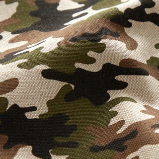 Decor Fabric Half Panama camouflage – natural/dark olive, 