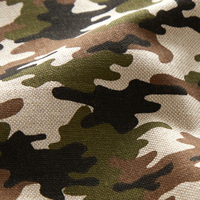 Decor Fabric Half Panama camouflage – natural/dark olive,  image number 2