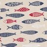Decor Fabric Half Panama abstract school of fish – berry/natural,  thumbnail number 5