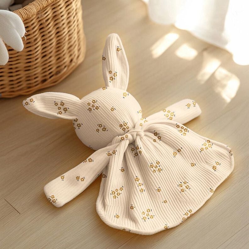 GOTS Ribbed Jersey Ditsy Flowers | Poppy Fabrics &ndash; cream/fawn,  image number 6