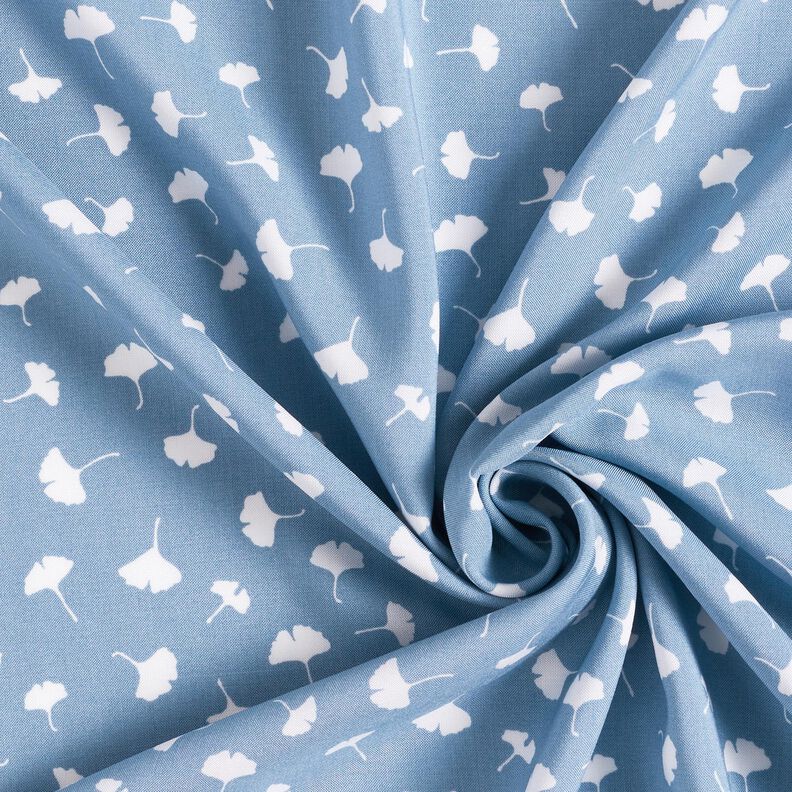 Ginkgo leaves bamboo fabric – blue grey,  image number 3