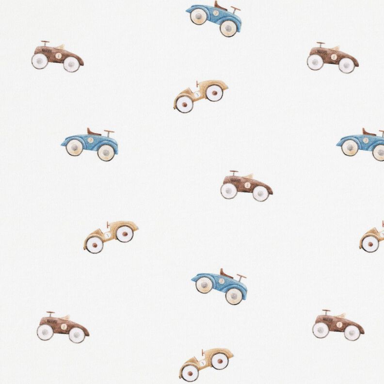GOTS Cotton Jersey Retro toy cars Digital Print – ivory,  image number 1