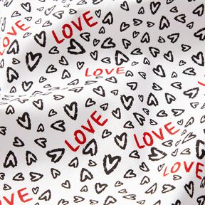 Cotton Cretonne Love – white/black, 