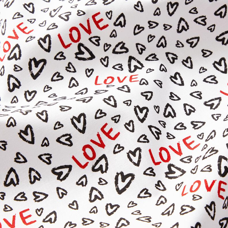 Cotton Cretonne Love – white/black,  image number 2