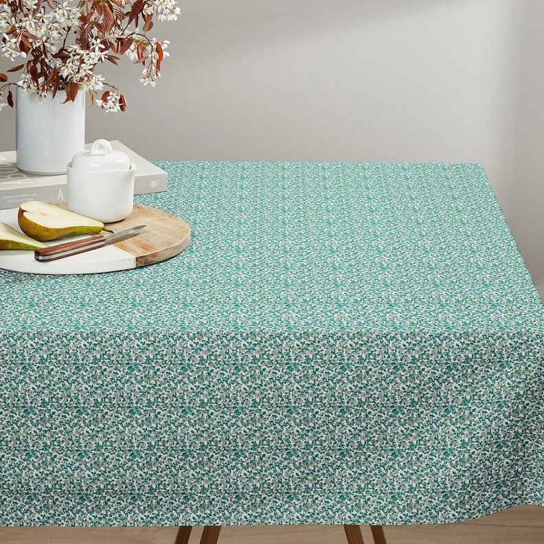 Cotton Cretonne numerous flowers – petrol/white,  image number 6