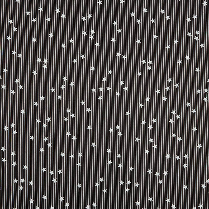Cotton Poplin stripes & stars – black/white,  image number 1