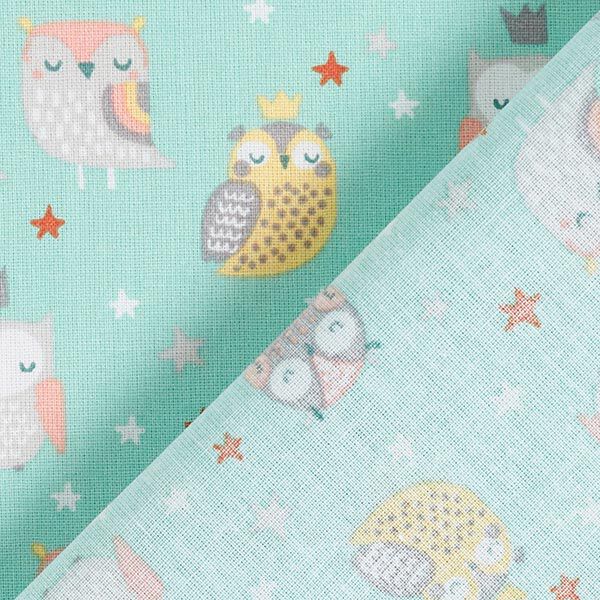Poplin Cute Owls  – aqua blue,  image number 4