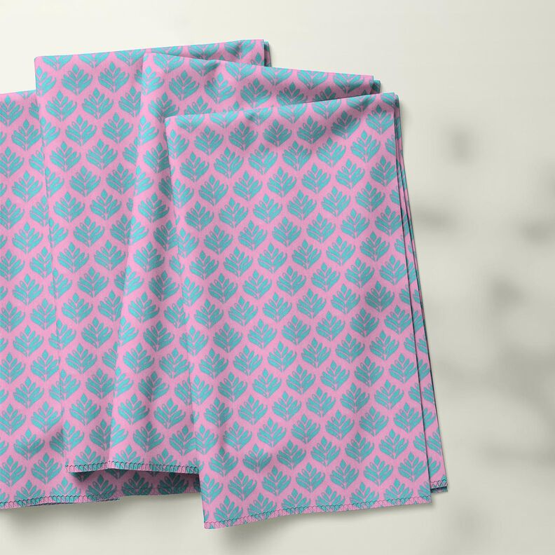 Coated Cotton Abstract Fans – pink/aqua blue,  image number 5