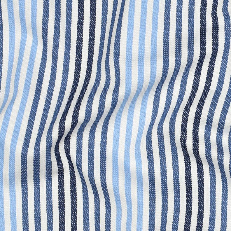 Denim Cotton Blend Stripes| Poppy Fabrics – denim blue/offwhite,  image number 2