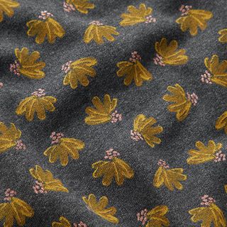 Brushed Sweatshirt Fabric Glitter Flowers – anthracite, 