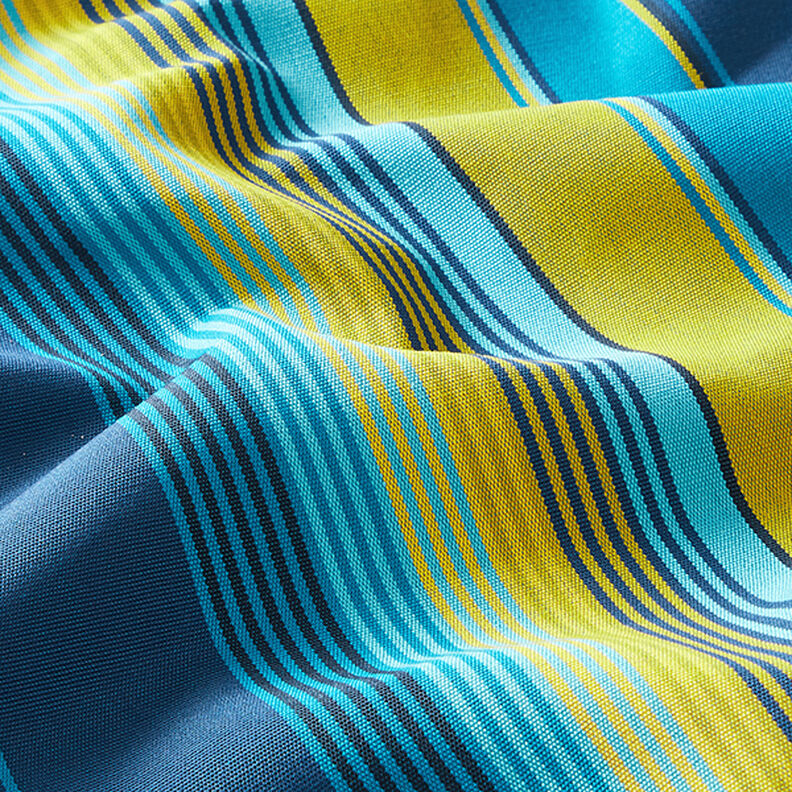 Outdoor Fabric Canvas Stripes – blue/mustard,  image number 2