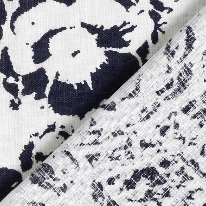 Viscose Linen Blend abstract flowers – white/midnight blue,  image number 4