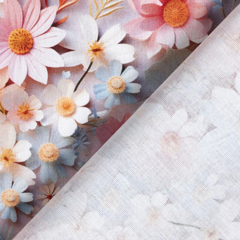 Cotton Poplin Paper flowers Digital Print – light dusky pink,  image number 4