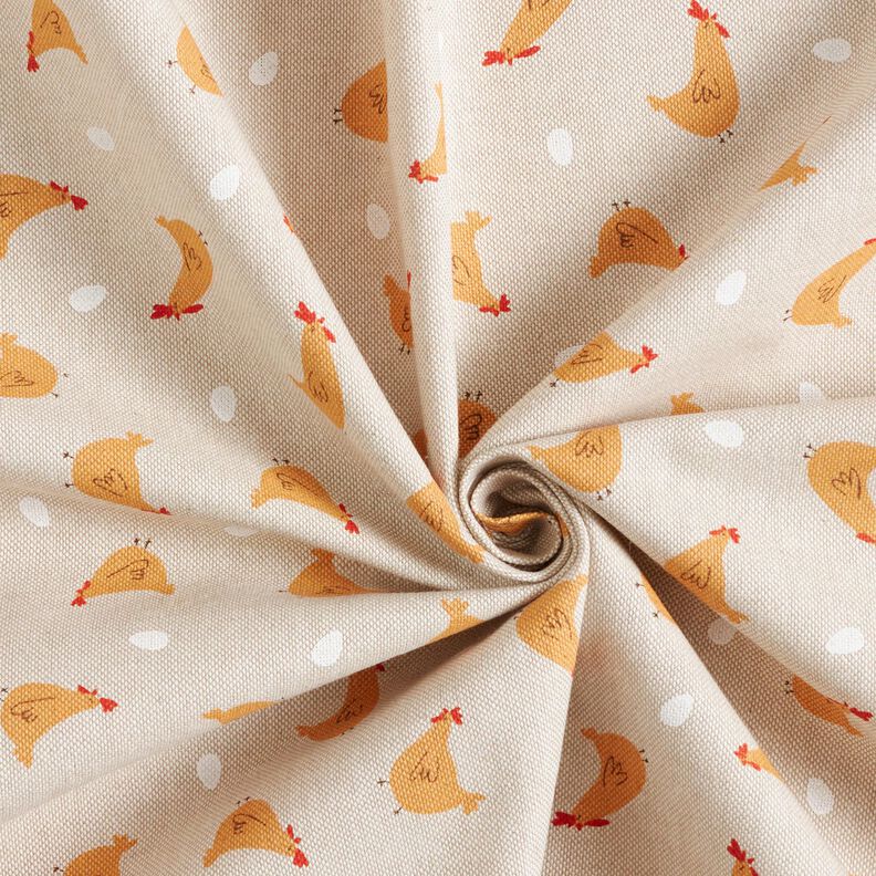 Decor Fabric Half Panama small chickens – natural/curry yellow,  image number 3