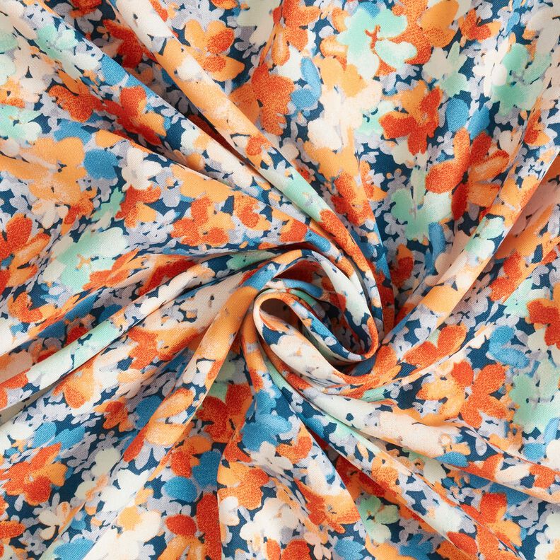 viscose fabric speckled flowers – terracotta/blue,  image number 3