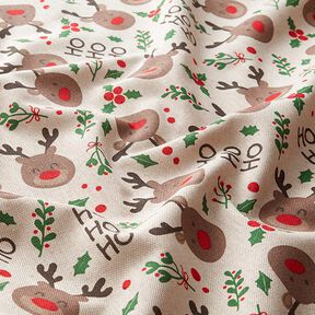 Decor Fabric Half Panama Cute Reindeer – beige/dark brown, 