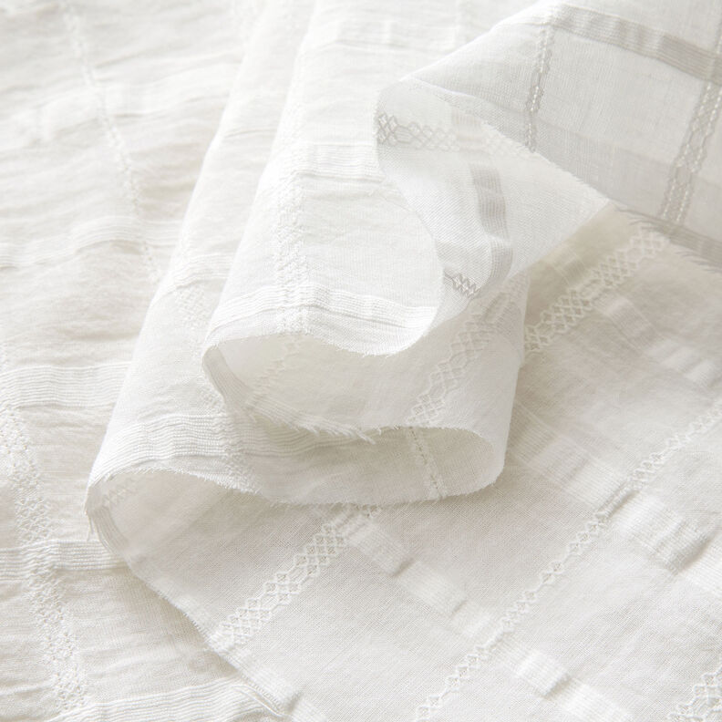 Woven checked voile – white,  image number 3