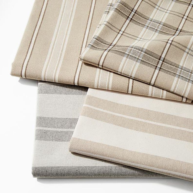 Decorative fabric, canvas mixed stripes, recycled – beige,  image number 5