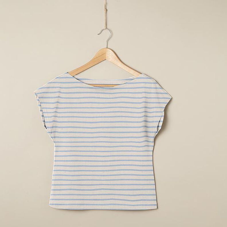 Narrow & Wide Stripes Cotton Jersey – cashew/light blue,  image number 7