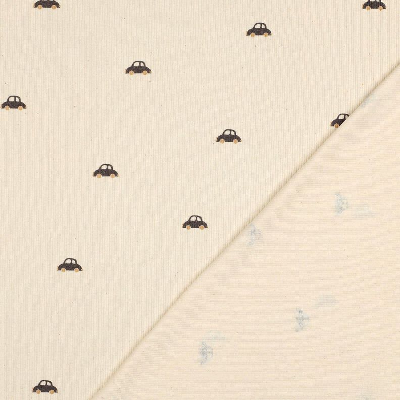 GOTS Ribbed Jersey small cars | Poppy Fabrics – cream/black brown,  image number 4