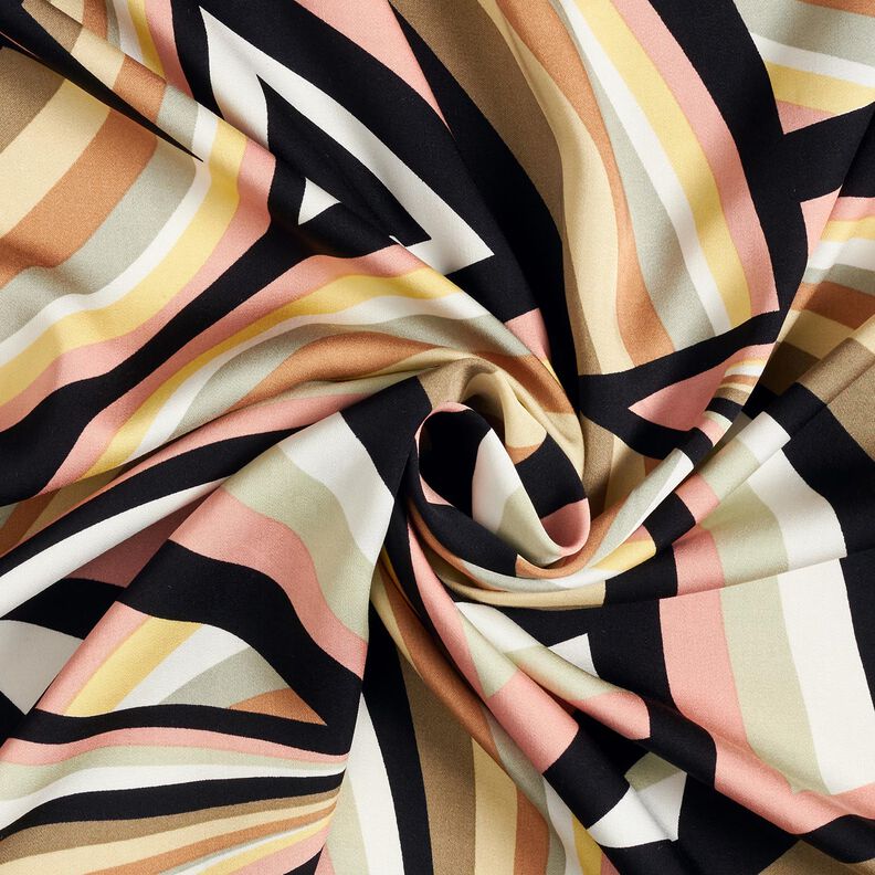 viscose fabric abstract lines – black/rose gold,  image number 3