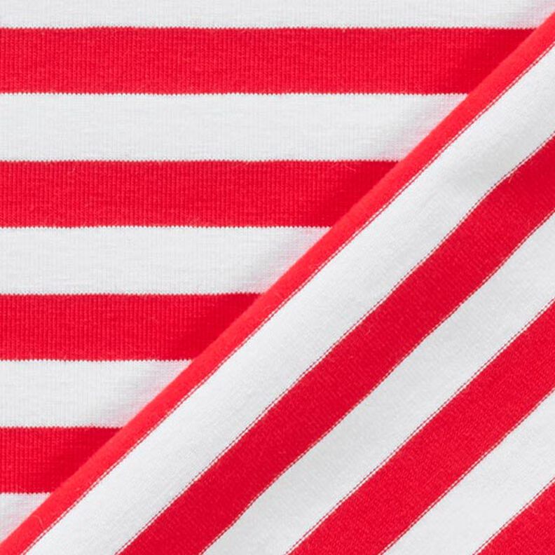 Cotton Jersey Wide Stripes – red/white,  image number 4