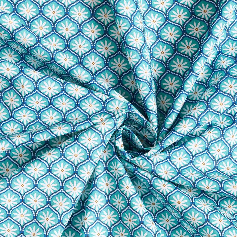 Coated Cotton Floral Boxes – aqua blue/white, image number 3