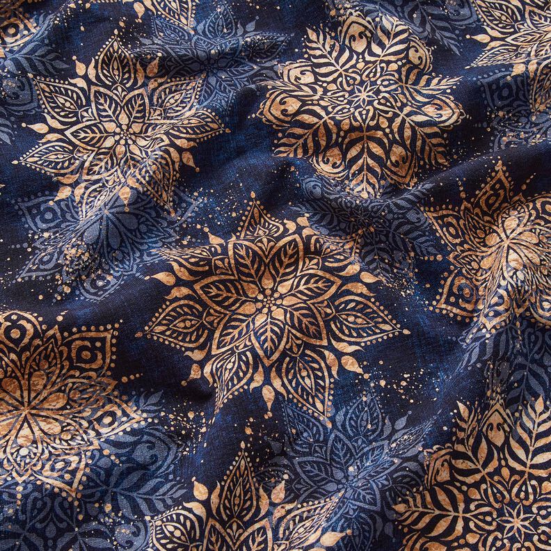 French Terry Mandala | Glitzerpüppi – navy blue/apricot, image number 2
