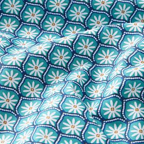 Coated Cotton Floral Boxes – aqua blue/white, 
