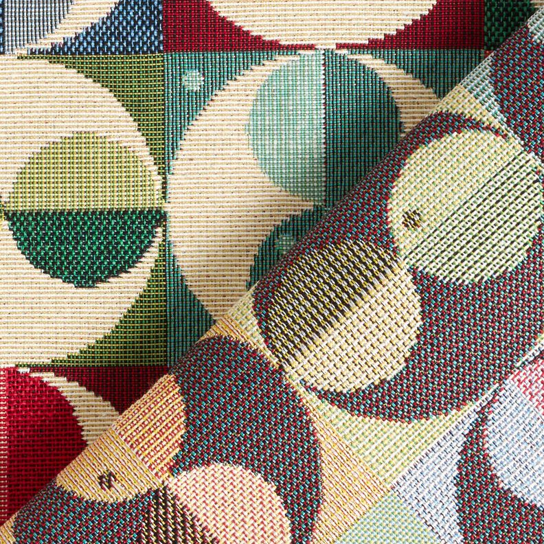 Decor Fabric Tapestry Fabric circles and squares – light beige/blue, image number 4