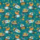 Cotton Jersey Dinosaurs in Space – petrol,  thumbnail number 1