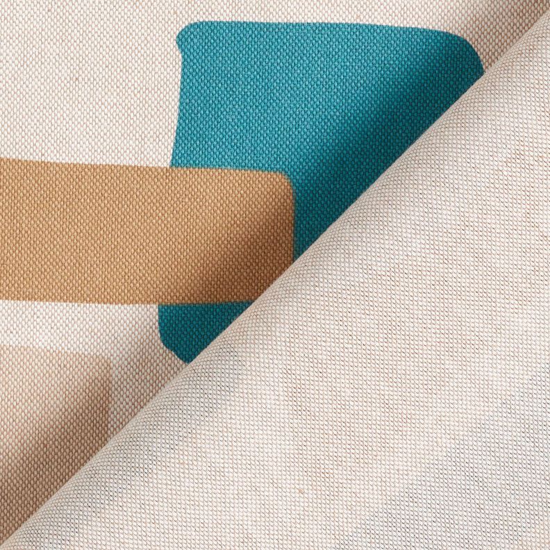 Decor Fabric Half Panama abstract shapes – natural/petrol, image number 4
