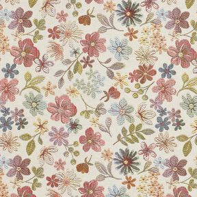 Decor Fabric Tapestry Fabric colourful flowers – light beige/rosé, 