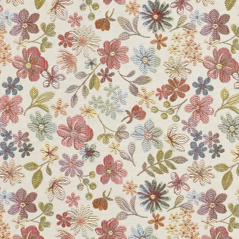 Decor Fabric Tapestry Fabric colourful flowers – light beige/rosé,  image number 1