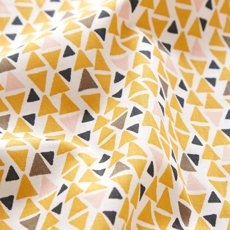 Cotton Cretonne Mini triangles – light pink/curry yellow,  image number 2