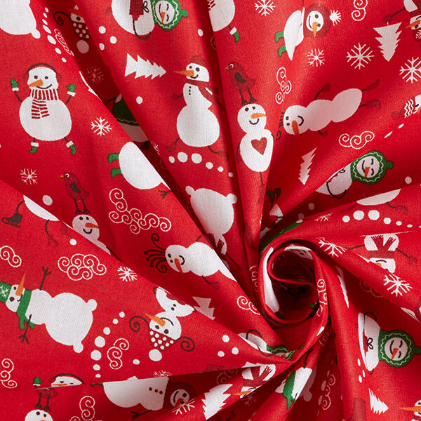 Cotton Cretonne Snowmen – red/white, image number 3