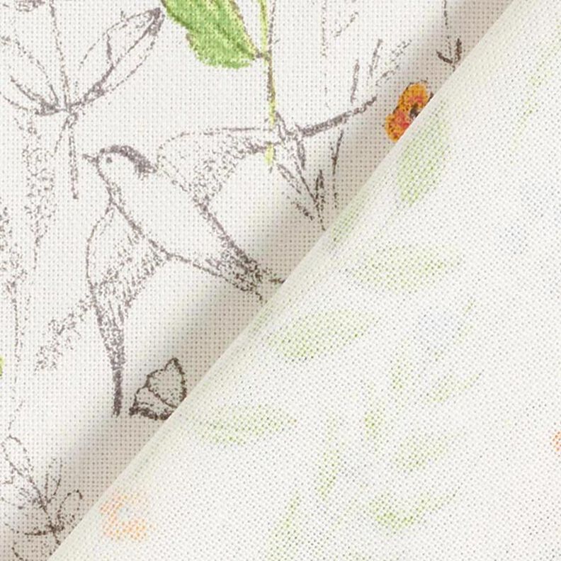 Decor Fabric Half Panama sketched wildflowers – white/pink,  image number 4