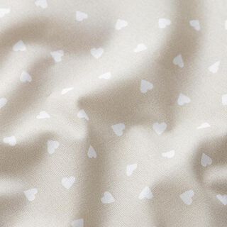 Scattered hearts organic cotton poplin – greige, 