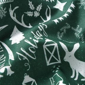 Cotton Cretonne Happy Holidays – blue spruce/white, 