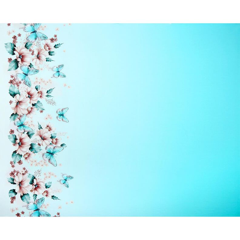 Cotton Jersey butterfly meadow | Glitzerpüppi  – light turquoise/ice blue,  image number 5