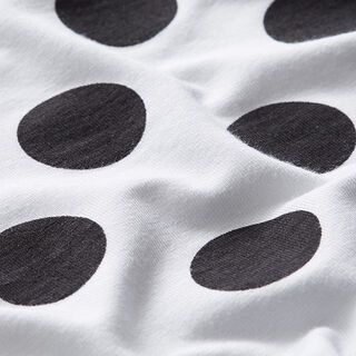 Cotton jersey large polka dots – white/black, 