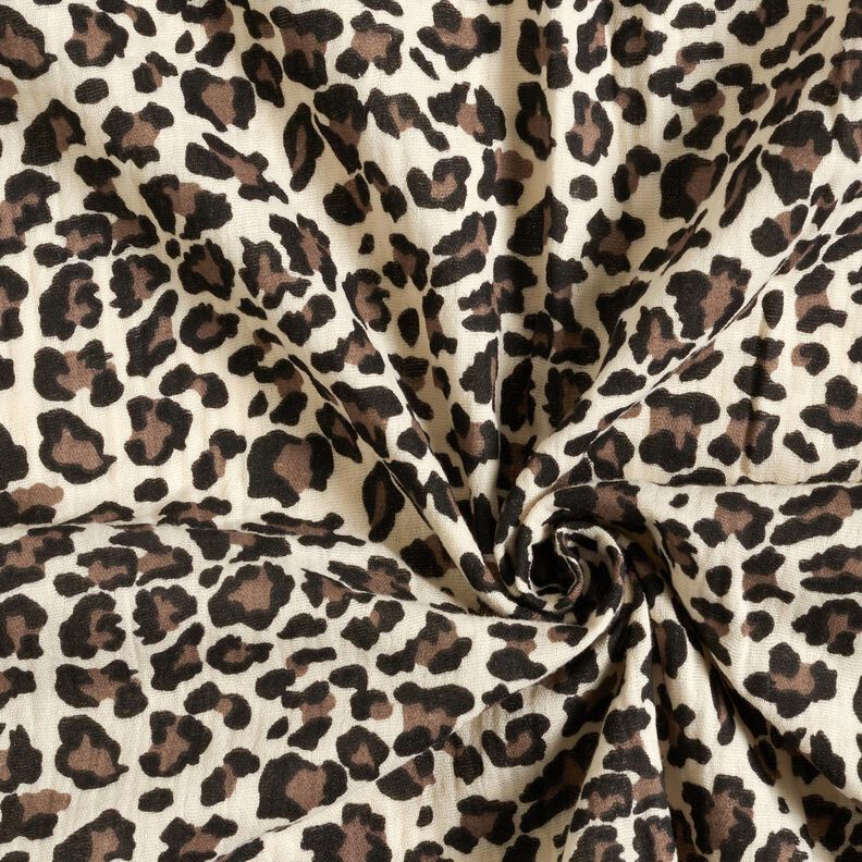 Double Gauze/Muslin Leopard Print – light beige/chocolate,  image number 3